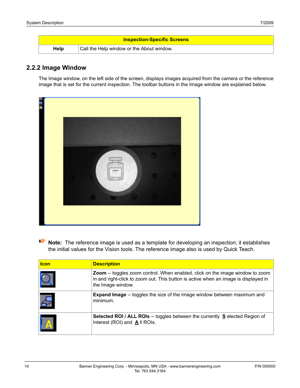 2 image window | Banner PresencePLUS P4 Series User Manual | Page 14 / 254