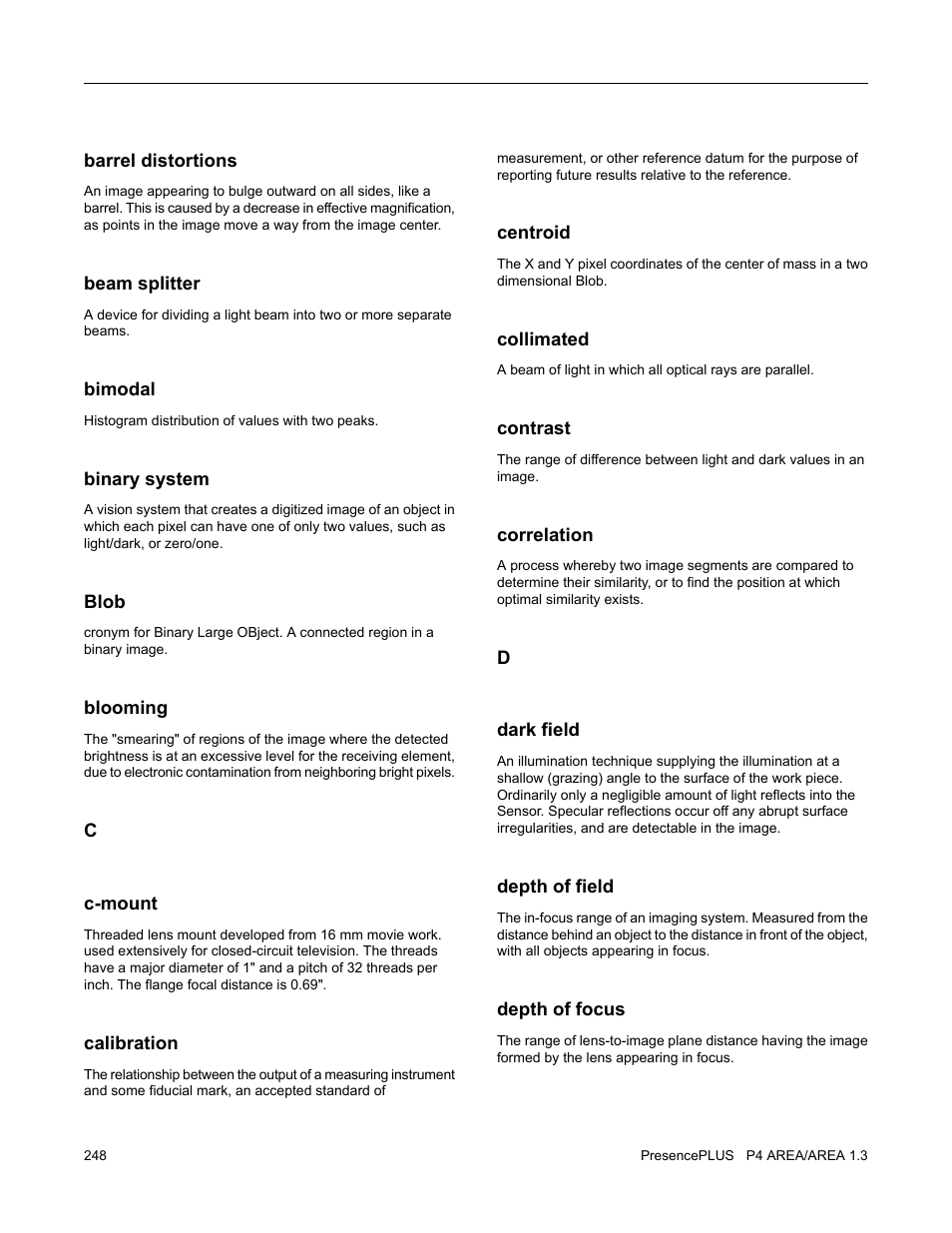 Banner PresencePLUS P4 Series User Manual | Page 248 / 254
