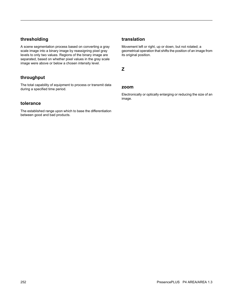 Banner PresencePLUS P4 Series User Manual | Page 252 / 254