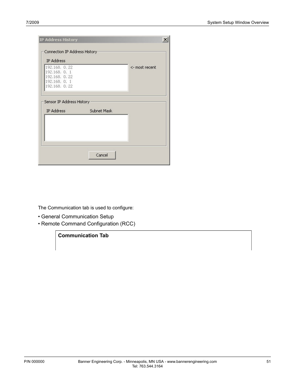 2 communication tab, Communication tab6.2 communication tab | Banner PresencePLUS P4 Series User Manual | Page 51 / 254