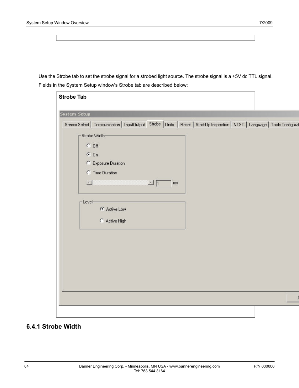 4 strobe tab, 1 strobe width, Strobe tab6.4 strobe tab | Banner PresencePLUS P4 Series User Manual | Page 84 / 254