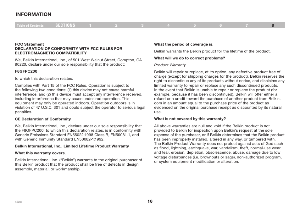 Belkin F8GFPC200 User Manual | Page 18 / 20