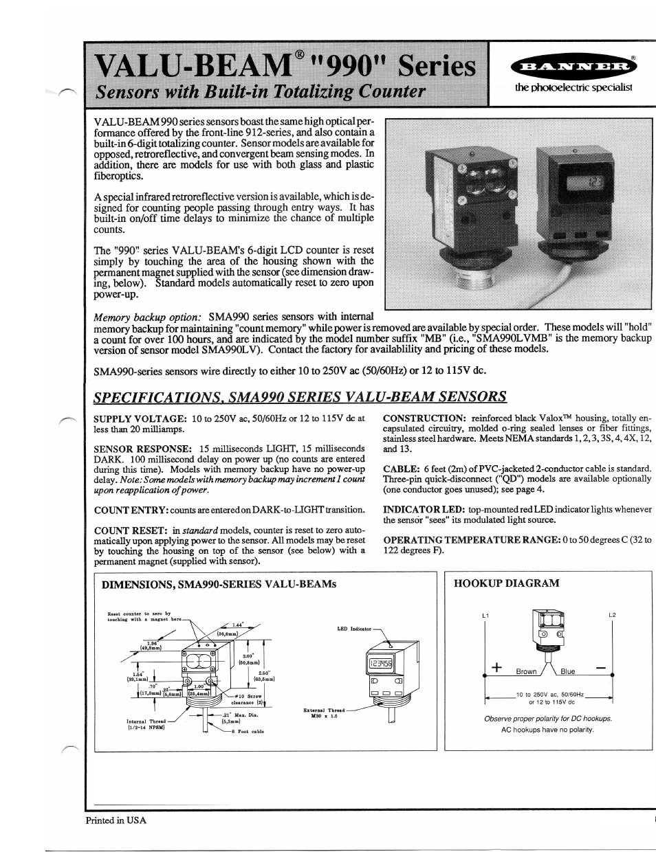 Banner VALU-BEAM Series User Manual | 5 pages