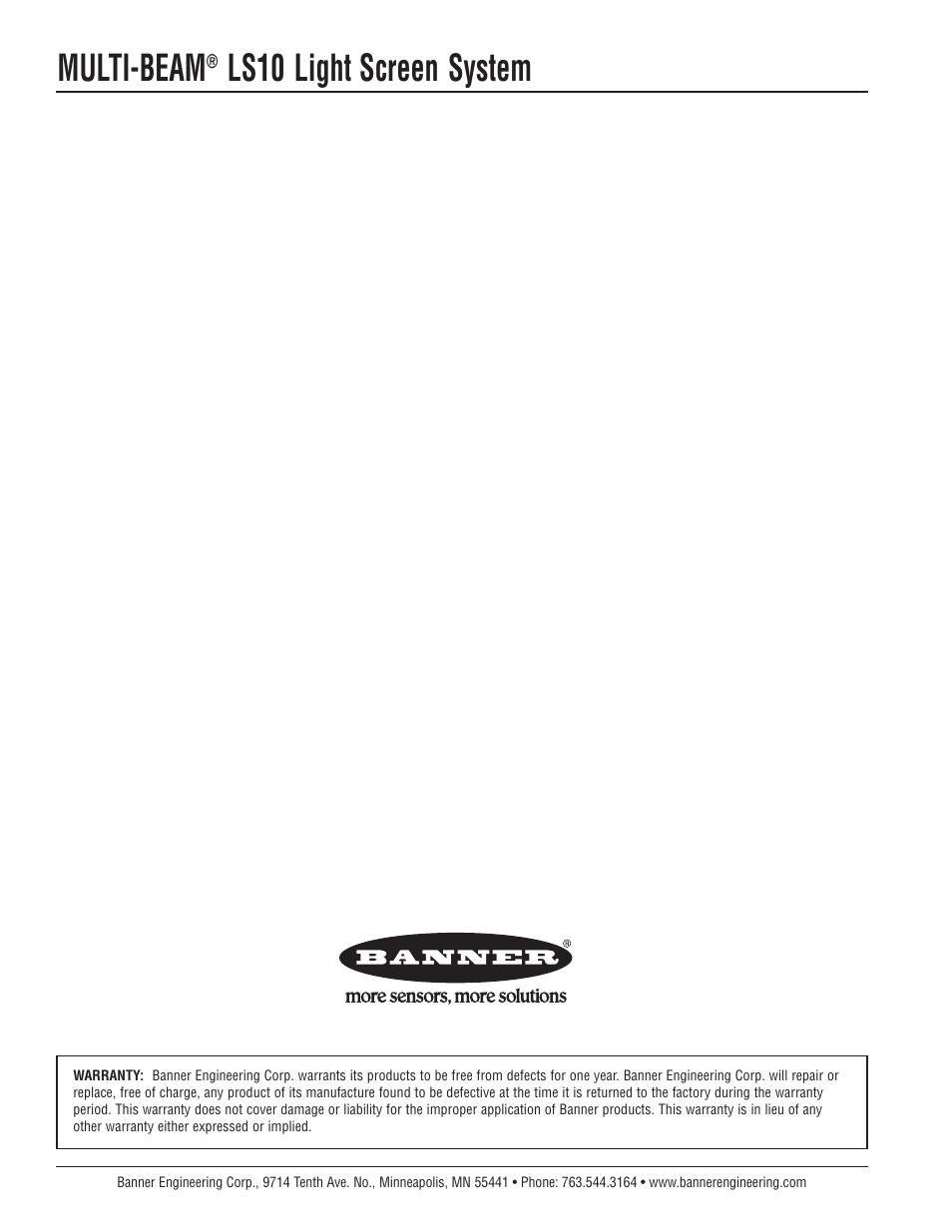Multi-beam, Ls10 light screen system | Banner LS10 Series User Manual | Page 6 / 6