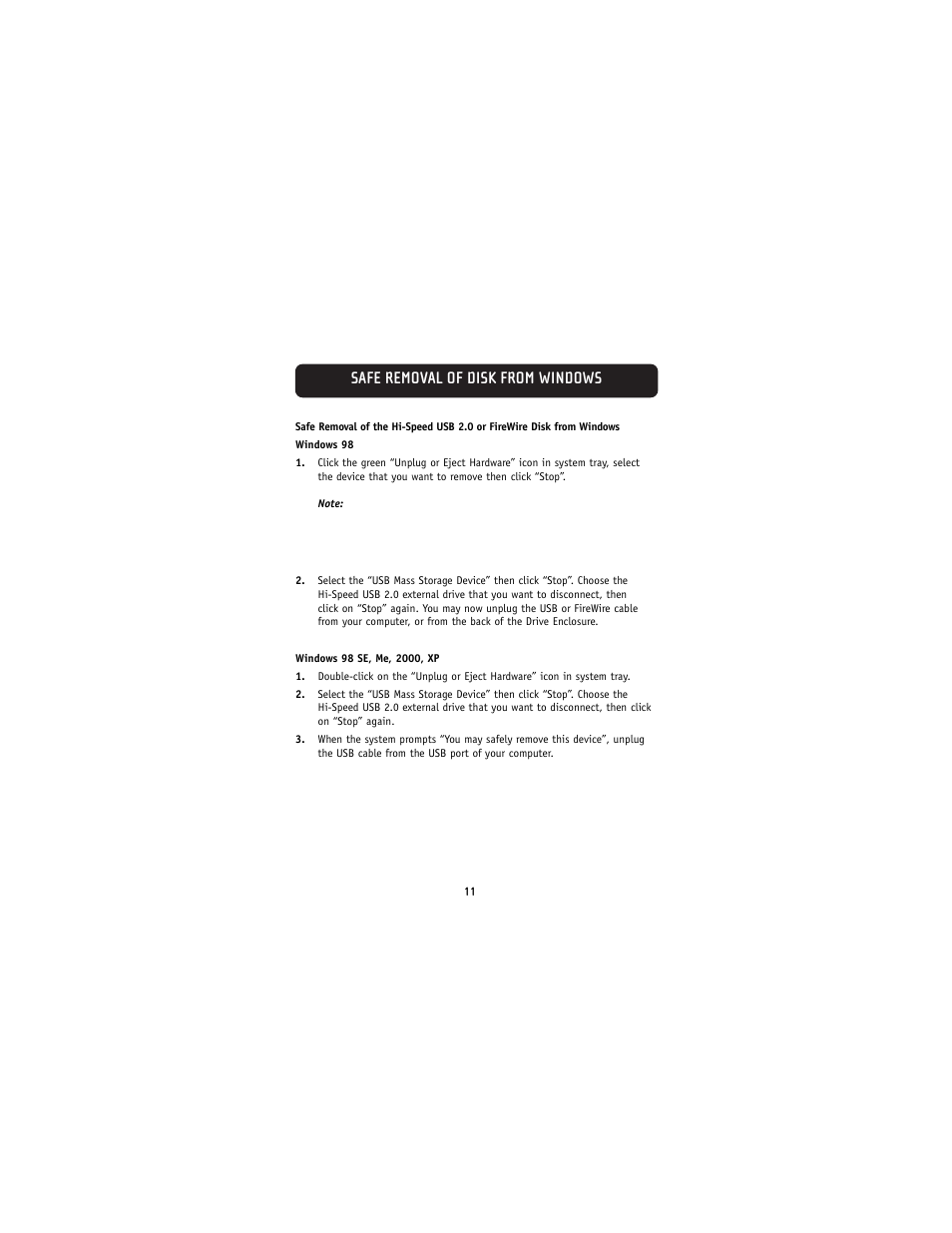 Safe removal of disk from windows | Belkin F5U210 User Manual | Page 13 / 20
