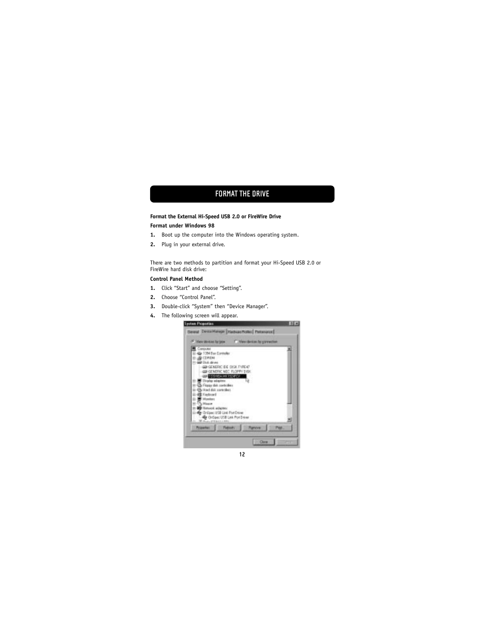 Format the drive | Belkin F5U210 User Manual | Page 14 / 20