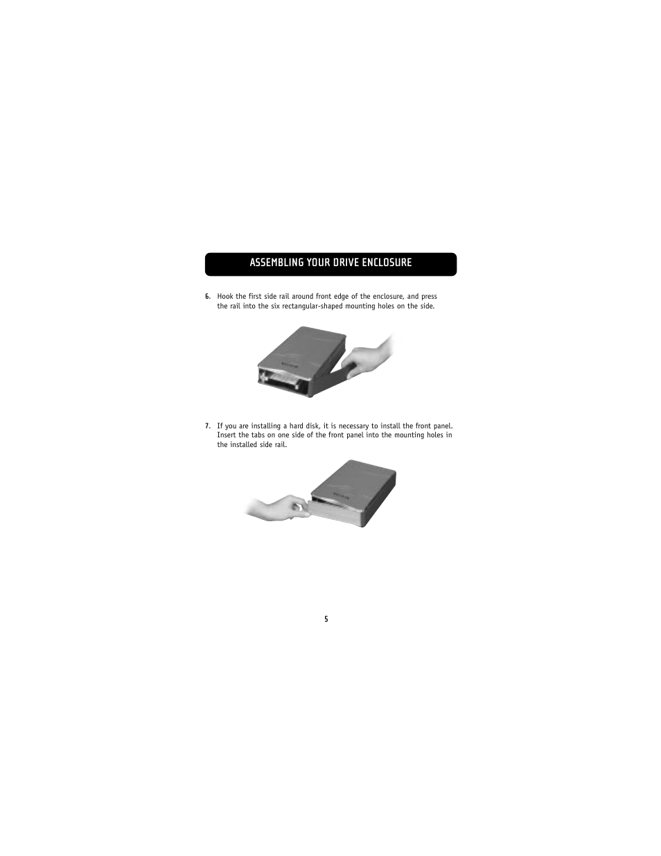 Assembling your drive enclosure | Belkin F5U210 User Manual | Page 7 / 20