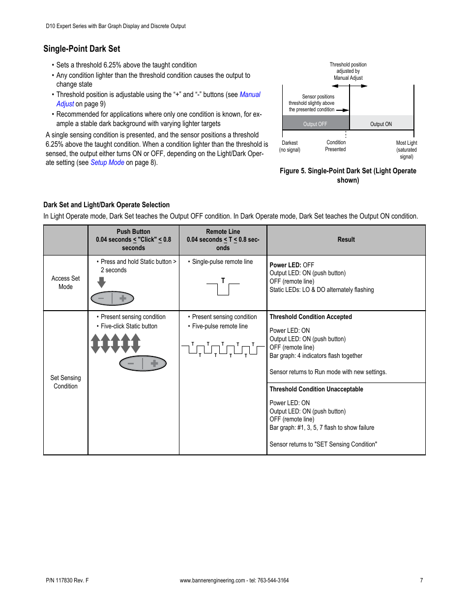 Single-point dark set | Banner D10 Series User Manual | Page 7 / 13
