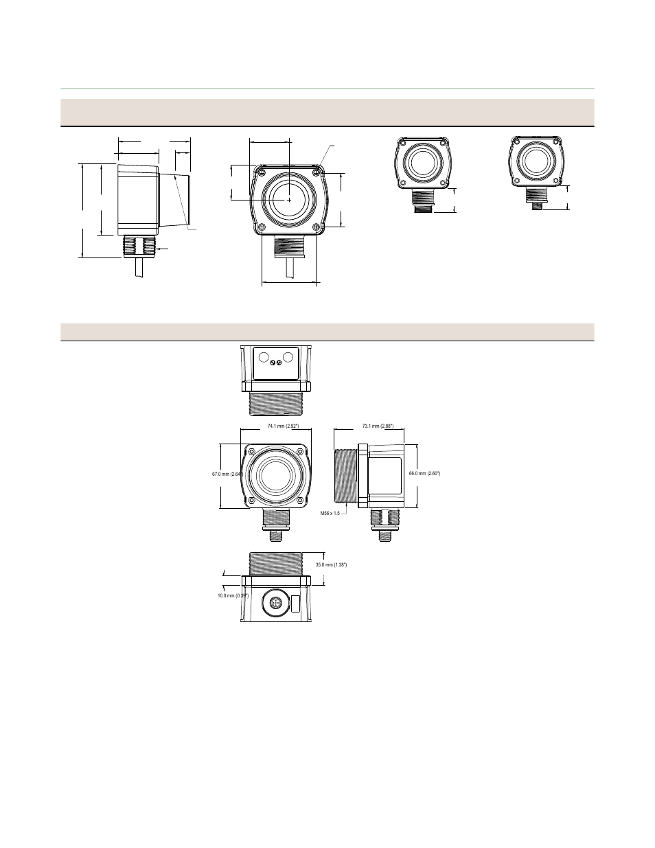 Dimensions, Chemical-resistant models | Banner U-GAGE QT50U Ultrasonic Sensors User Manual | Page 8 / 11