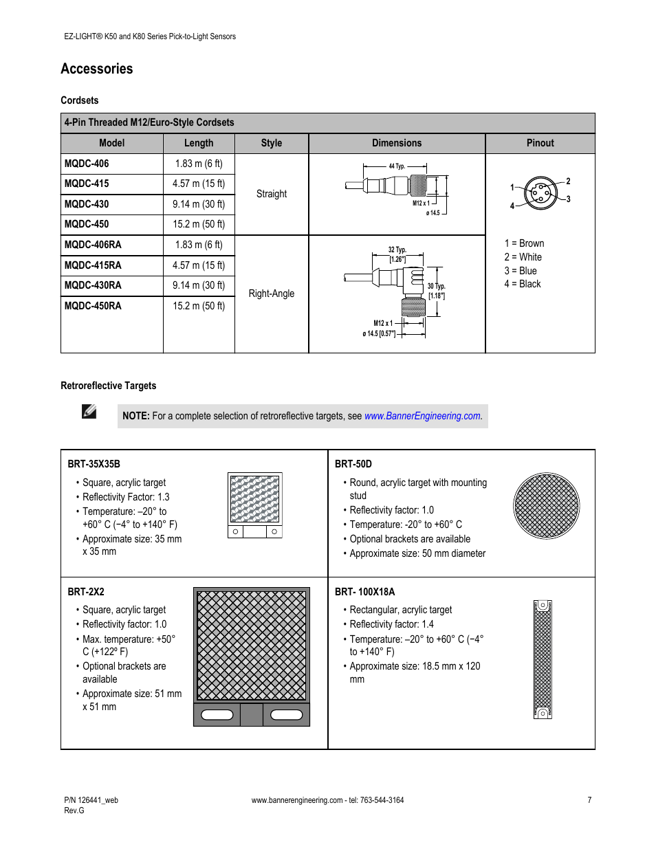Accessories | Banner K80 Pick-to-Light EZ-LIGHT User Manual | Page 7 / 9