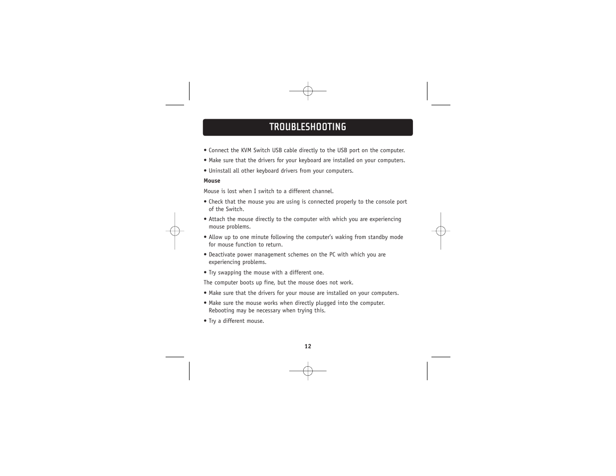 Troubleshooting | Belkin 2 PORT KVM SWITCH F1DK02U User Manual | Page 14 / 18