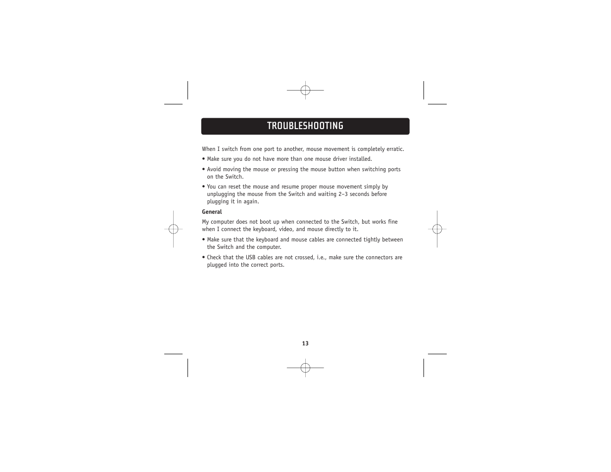 Troubleshooting | Belkin 2 PORT KVM SWITCH F1DK02U User Manual | Page 15 / 18