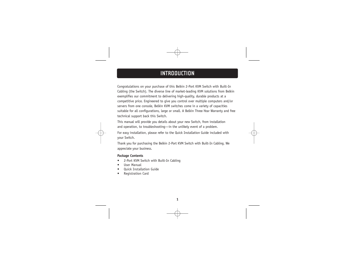 Introduction | Belkin 2 PORT KVM SWITCH F1DK02U User Manual | Page 3 / 18