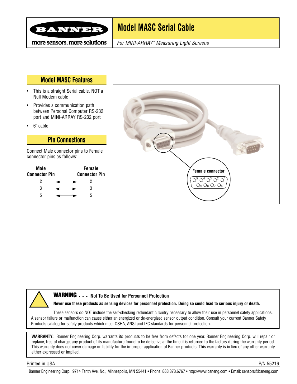 Banner A-GAGE MINI-ARRAY Series User Manual | 1 page