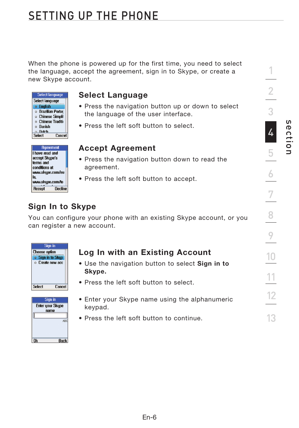 Setting up the phone | Belkin Desktop Internet Phone F1PP010EN-SK User Manual | Page 10 / 47