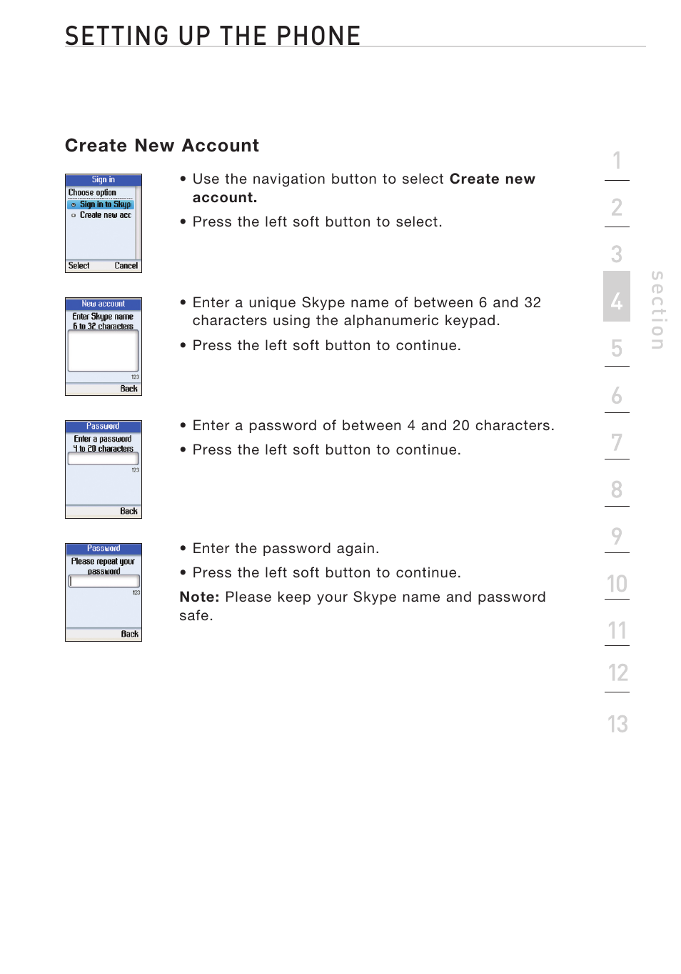 Setting up the phone | Belkin Desktop Internet Phone F1PP010EN-SK User Manual | Page 12 / 47