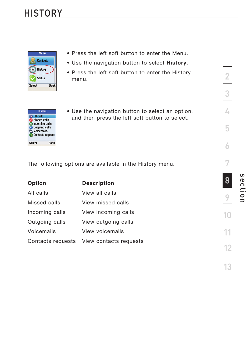 History | Belkin Desktop Internet Phone F1PP010EN-SK User Manual | Page 20 / 47