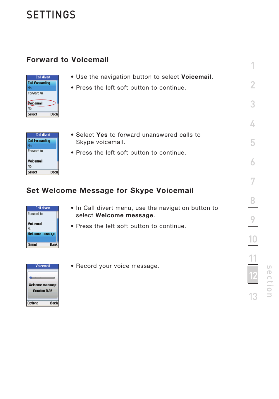 Settings | Belkin Desktop Internet Phone F1PP010EN-SK User Manual | Page 32 / 47