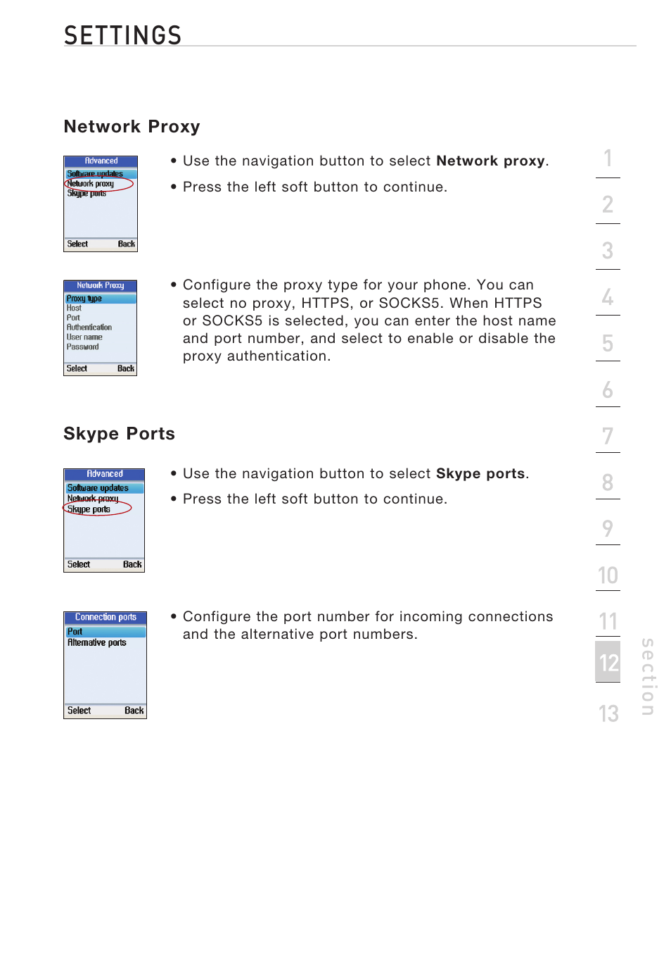 Settings | Belkin Desktop Internet Phone F1PP010EN-SK User Manual | Page 42 / 47