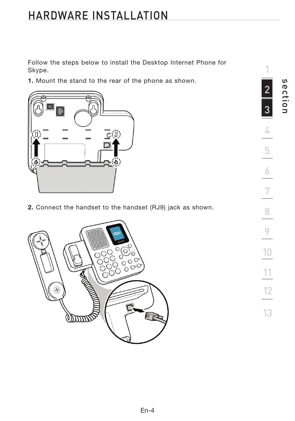 Hardware installation | Belkin Desktop Internet Phone F1PP010EN-SK User Manual | Page 8 / 47