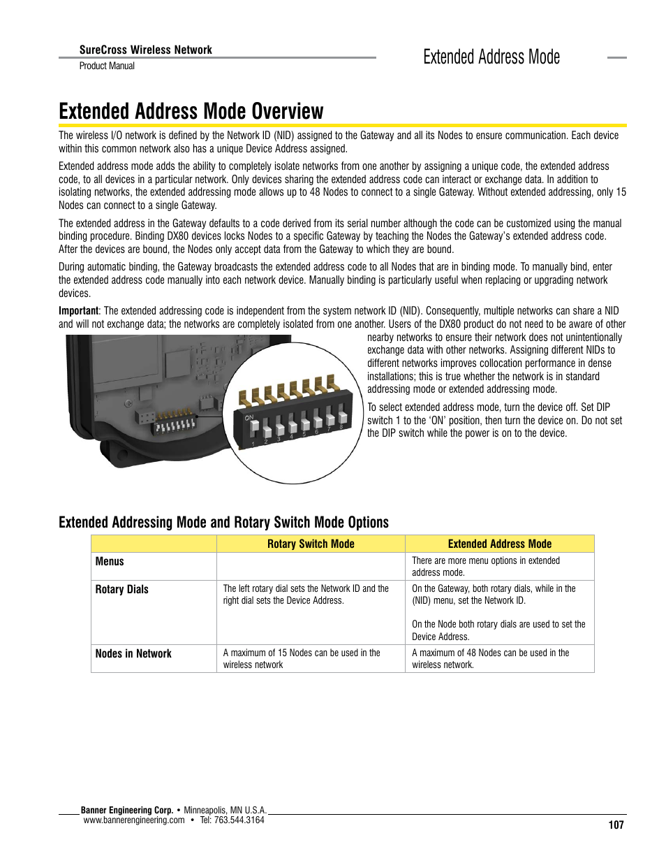 Extended address mode overview, Extended address mode | Banner SureCross DX80 Wireless Networks User Manual | Page 107 / 114