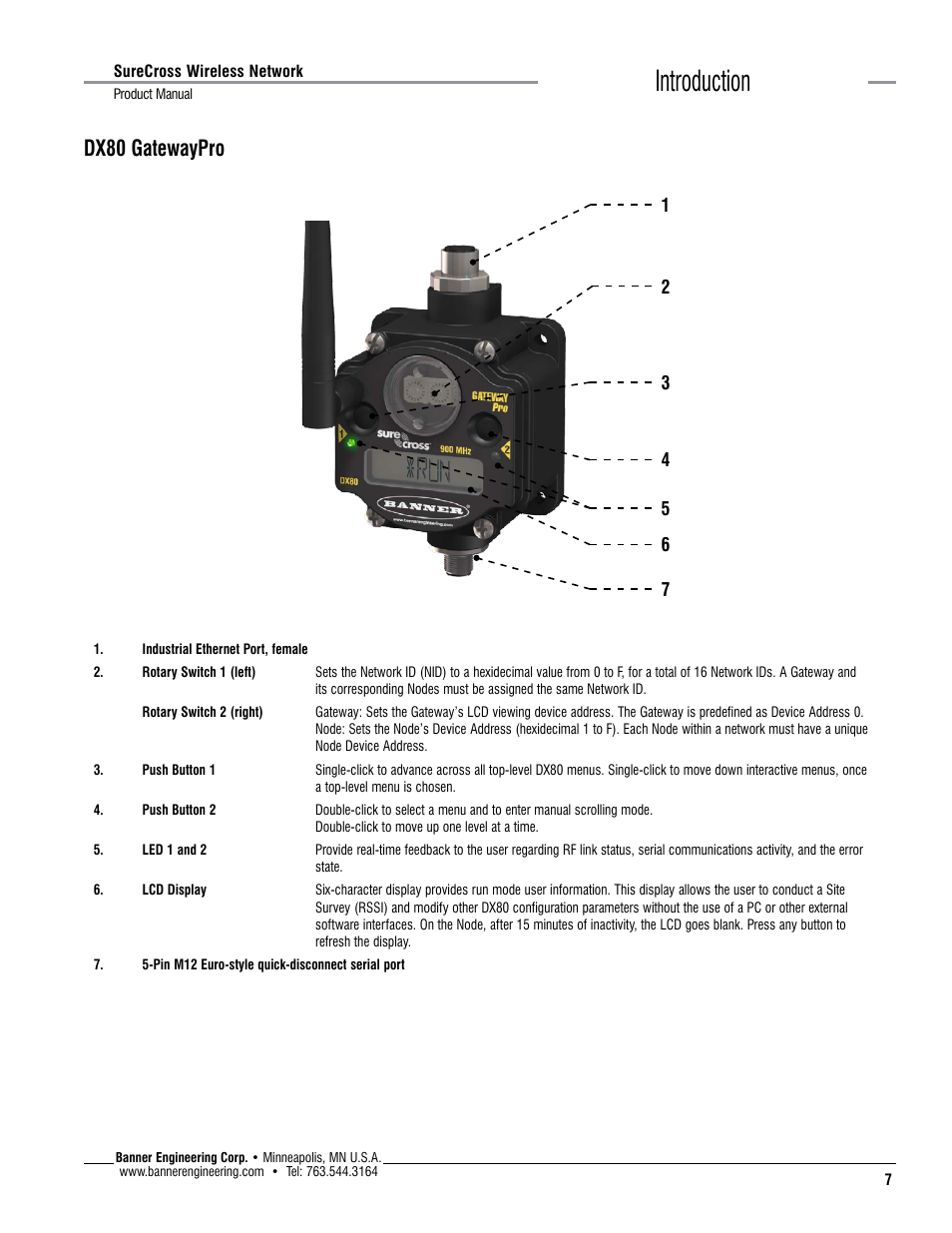 Introduction, Dx80 gatewaypro | Banner SureCross DX80 Wireless Networks User Manual | Page 7 / 114