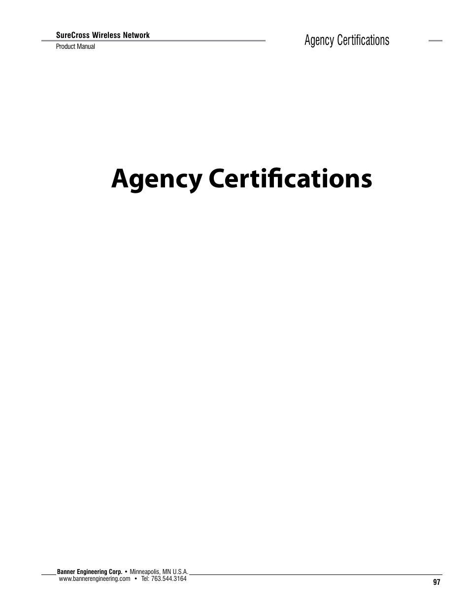 Agency certifications | Banner SureCross DX80 Wireless Networks User Manual | Page 97 / 114