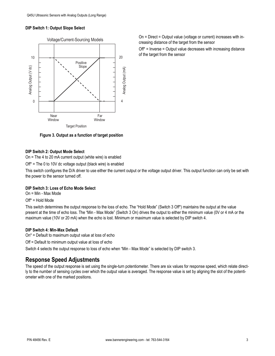 Response speed adjustments | Banner U-GAGE Q45U Series—Analog User Manual | Page 3 / 9