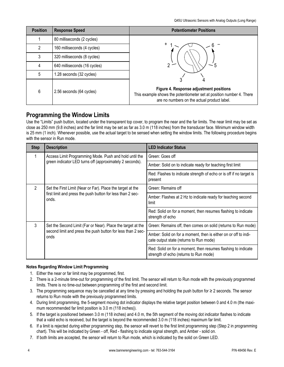 Programming the window limits | Banner U-GAGE Q45U Series—Analog User Manual | Page 4 / 9