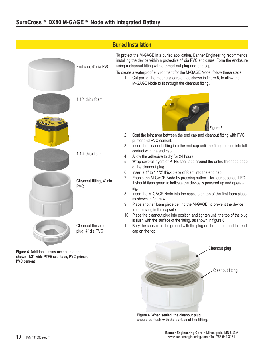 Buried installation | Banner SureCross DX80 Wireless M-GAGE Node User Manual | Page 10 / 16