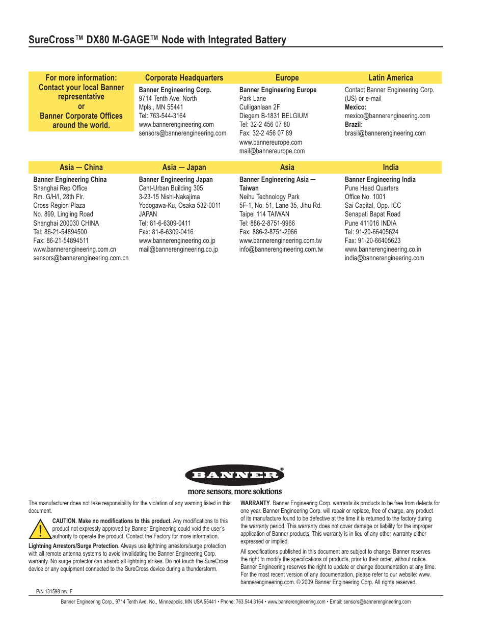 Banner SureCross DX80 Wireless M-GAGE Node User Manual | Page 16 / 16