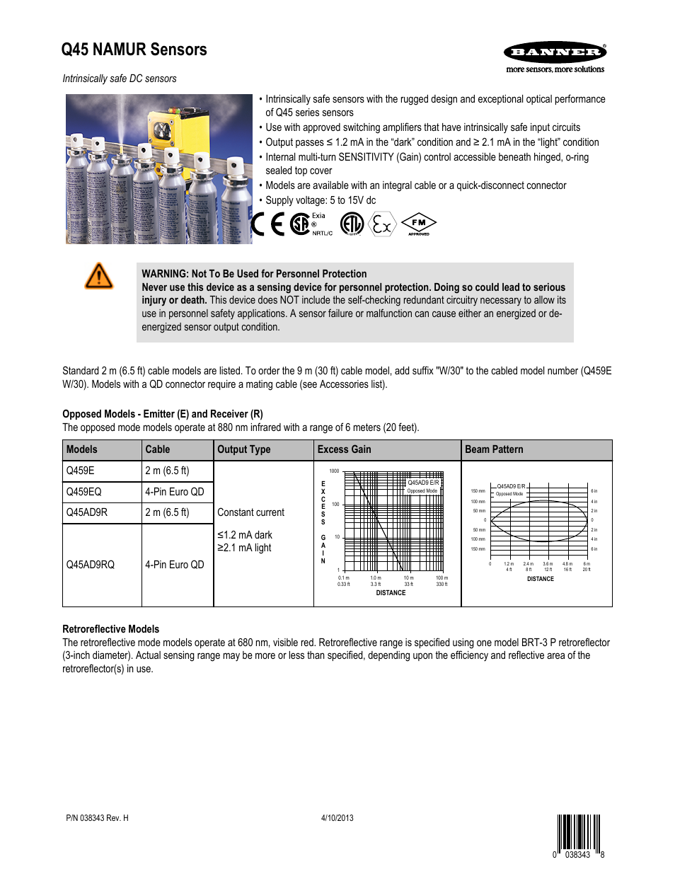 Banner Q45 Namur DC Series User Manual | 10 pages