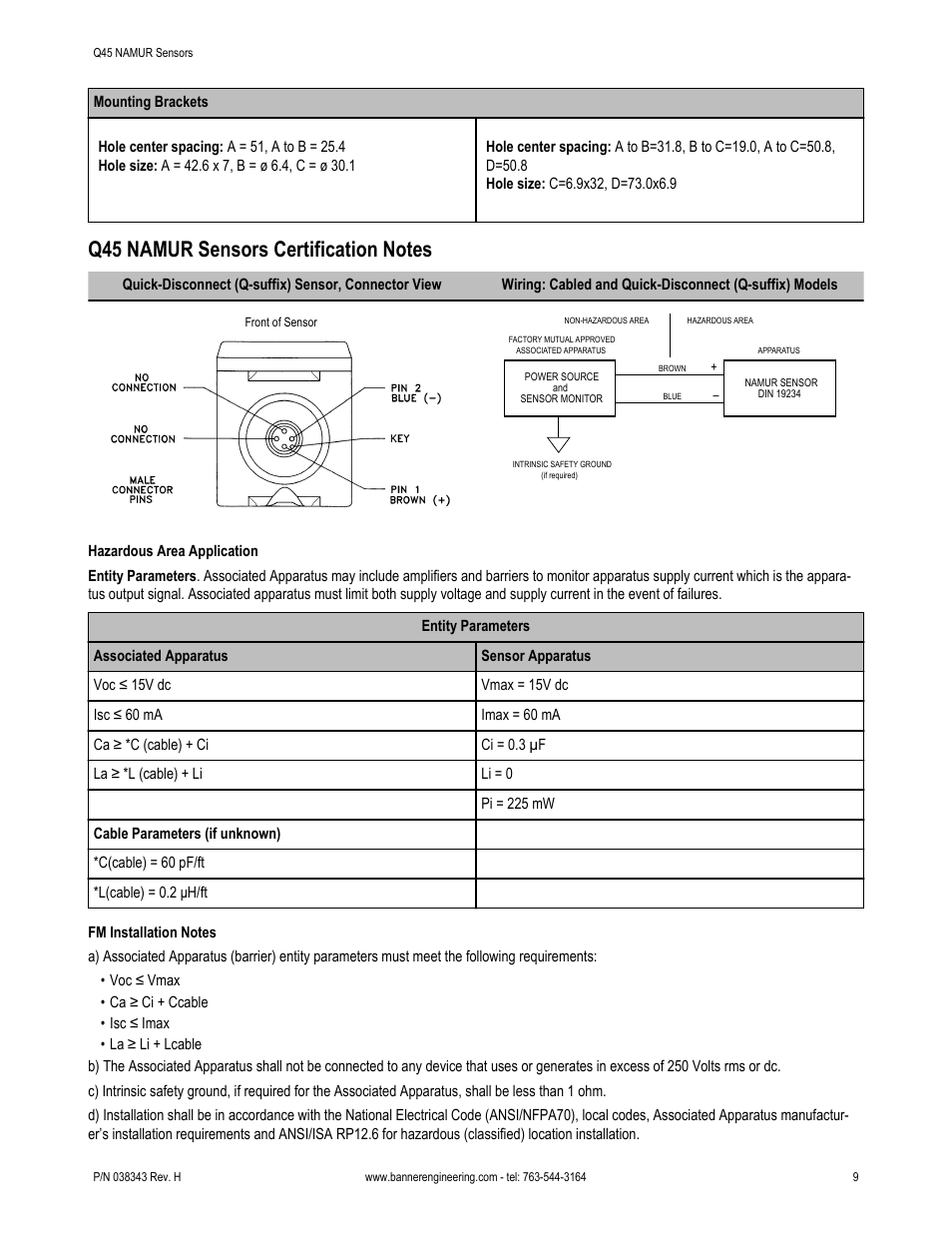 Banner Q45 Namur DC Series User Manual | Page 9 / 10