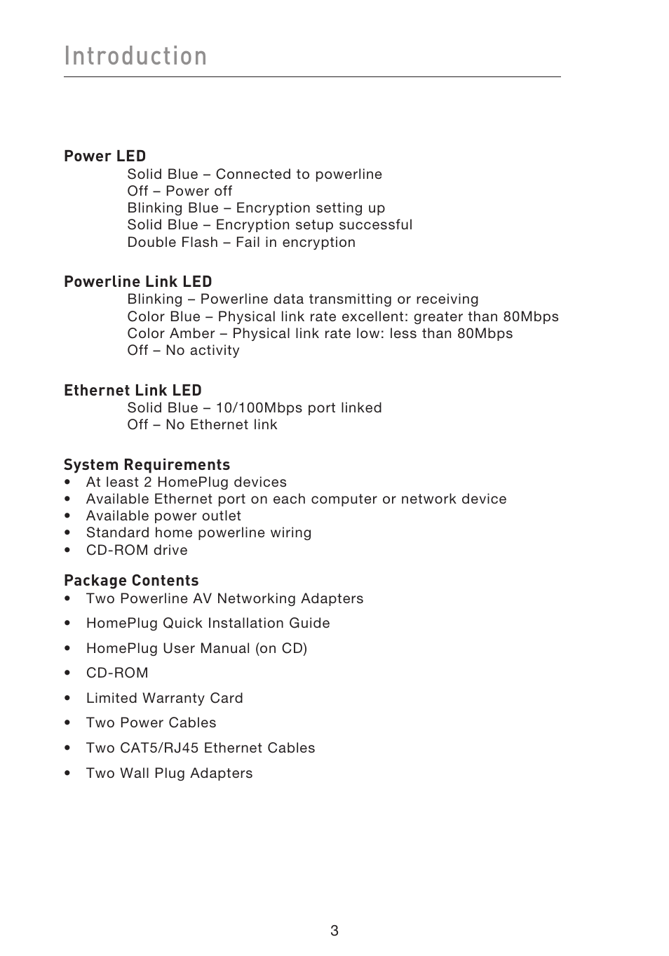 Introduction | Belkin Powerline AV Networking Adapter F5D4074 User Manual | Page 5 / 12