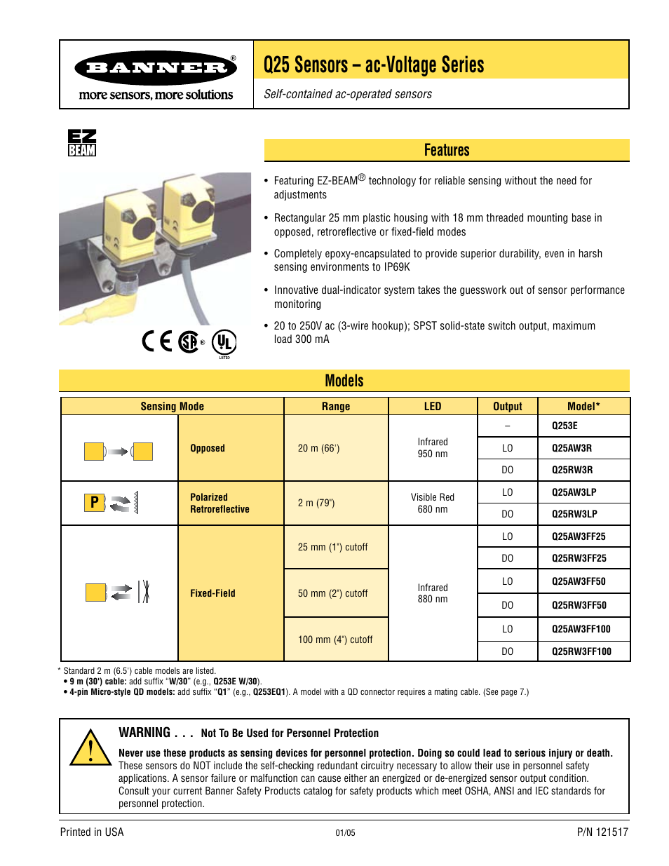 Banner Q25 Series User Manual | 7 pages