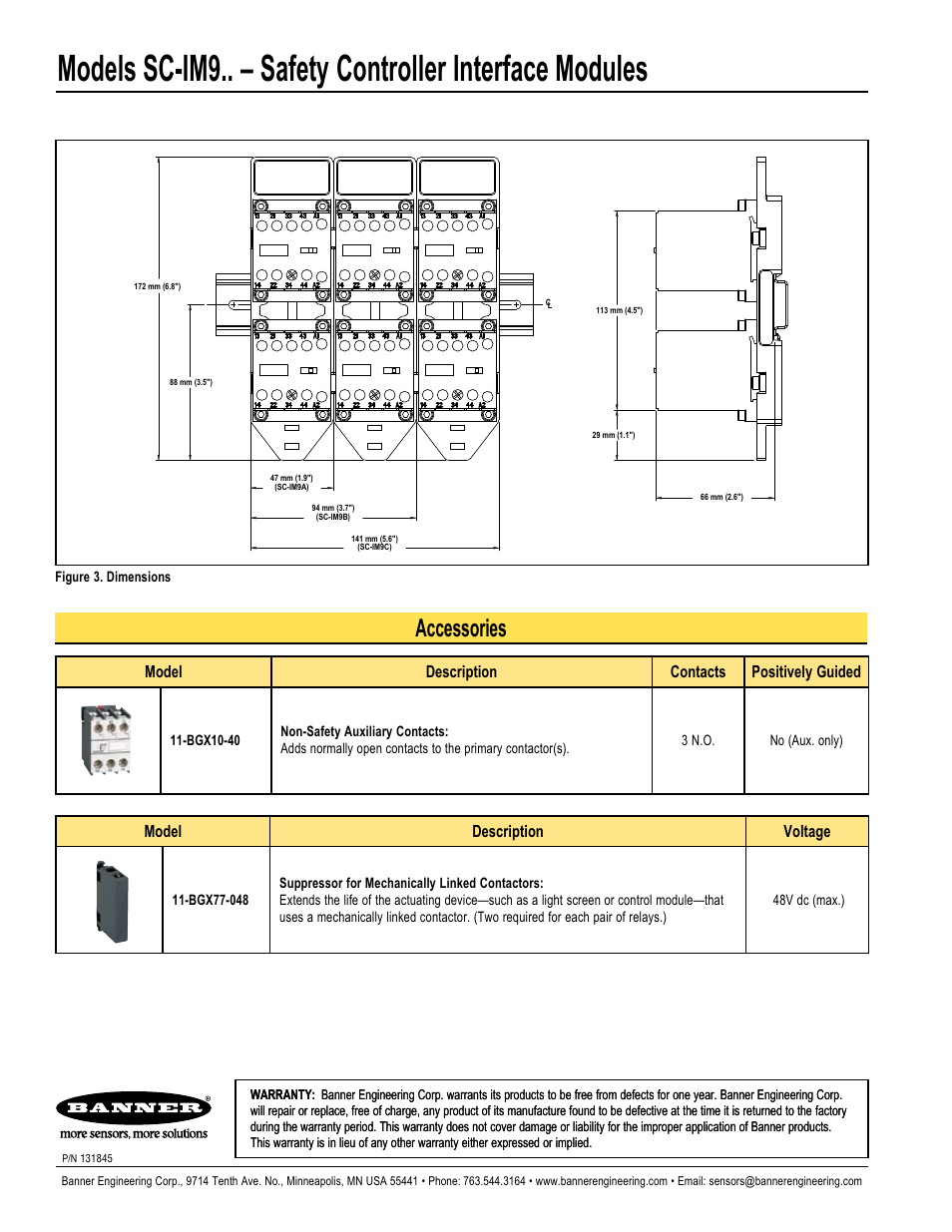 Accessories | Banner Interface Modules User Manual | Page 8 / 8