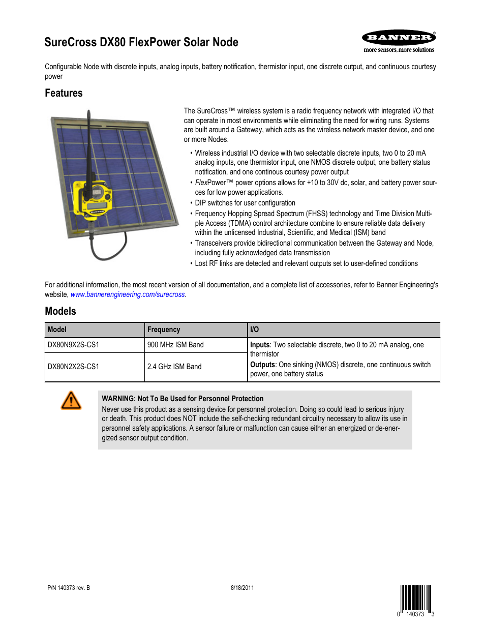 Banner SureCross DX80 Wireless Networks User Manual | 11 pages