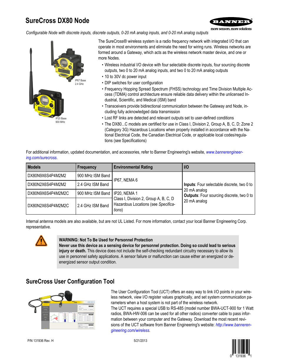 Banner SureCross DX80 Wireless Networks User Manual | 9 pages