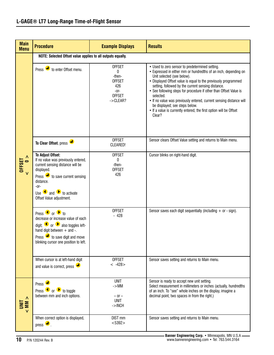 L-gage® lt7 long-range time-of-flight sensor | Banner L-GAGE LT7 Series User Manual | Page 10 / 24