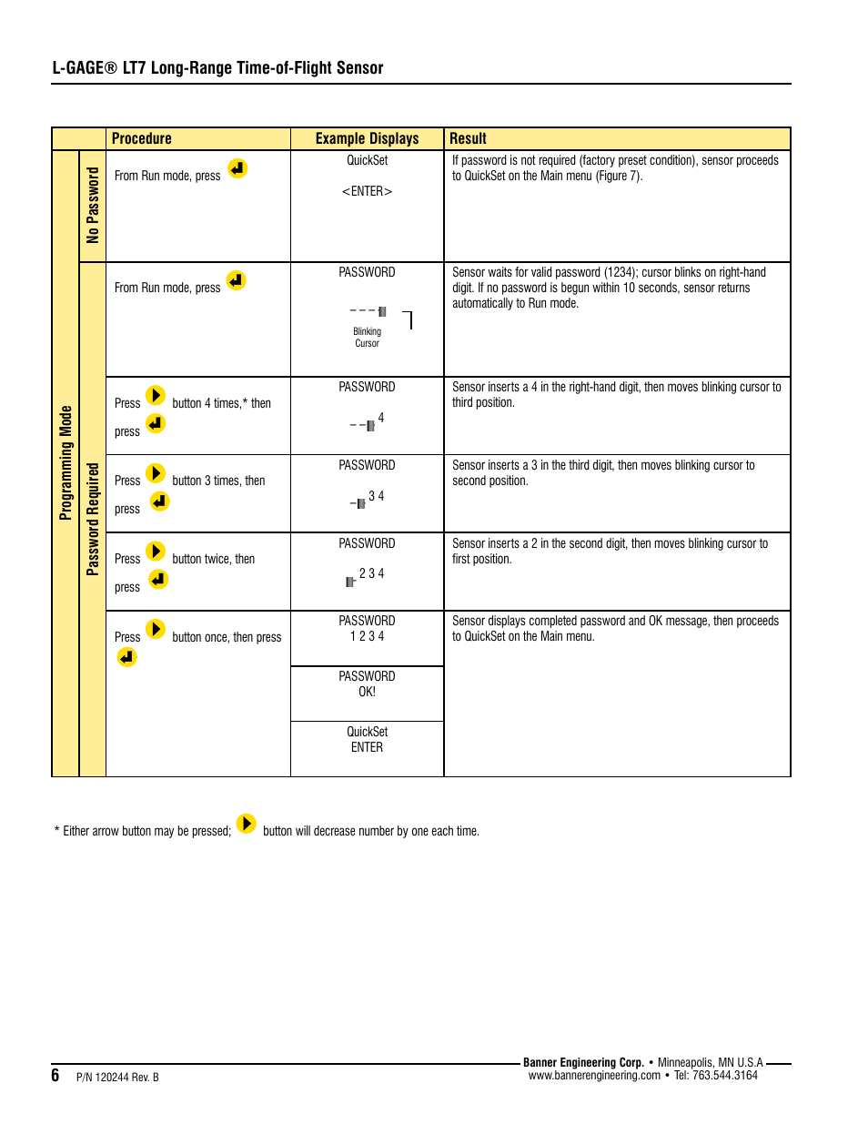 L-gage® lt7 long-range time-of-flight sensor | Banner L-GAGE LT7 Series User Manual | Page 6 / 24