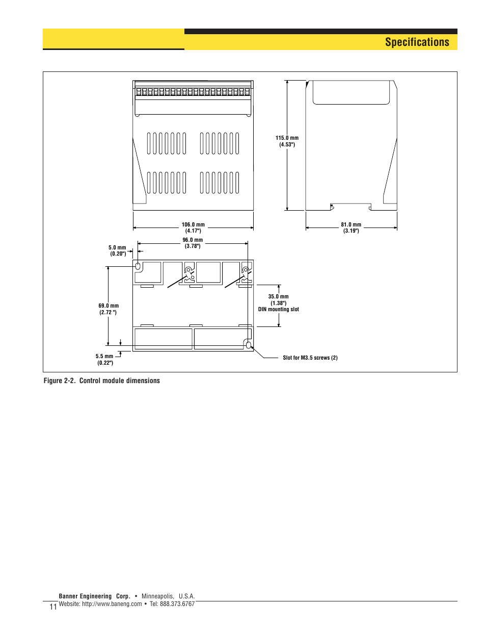 Specifications | Banner A-GAGE MINI-ARRAY Series User Manual | Page 11 / 24