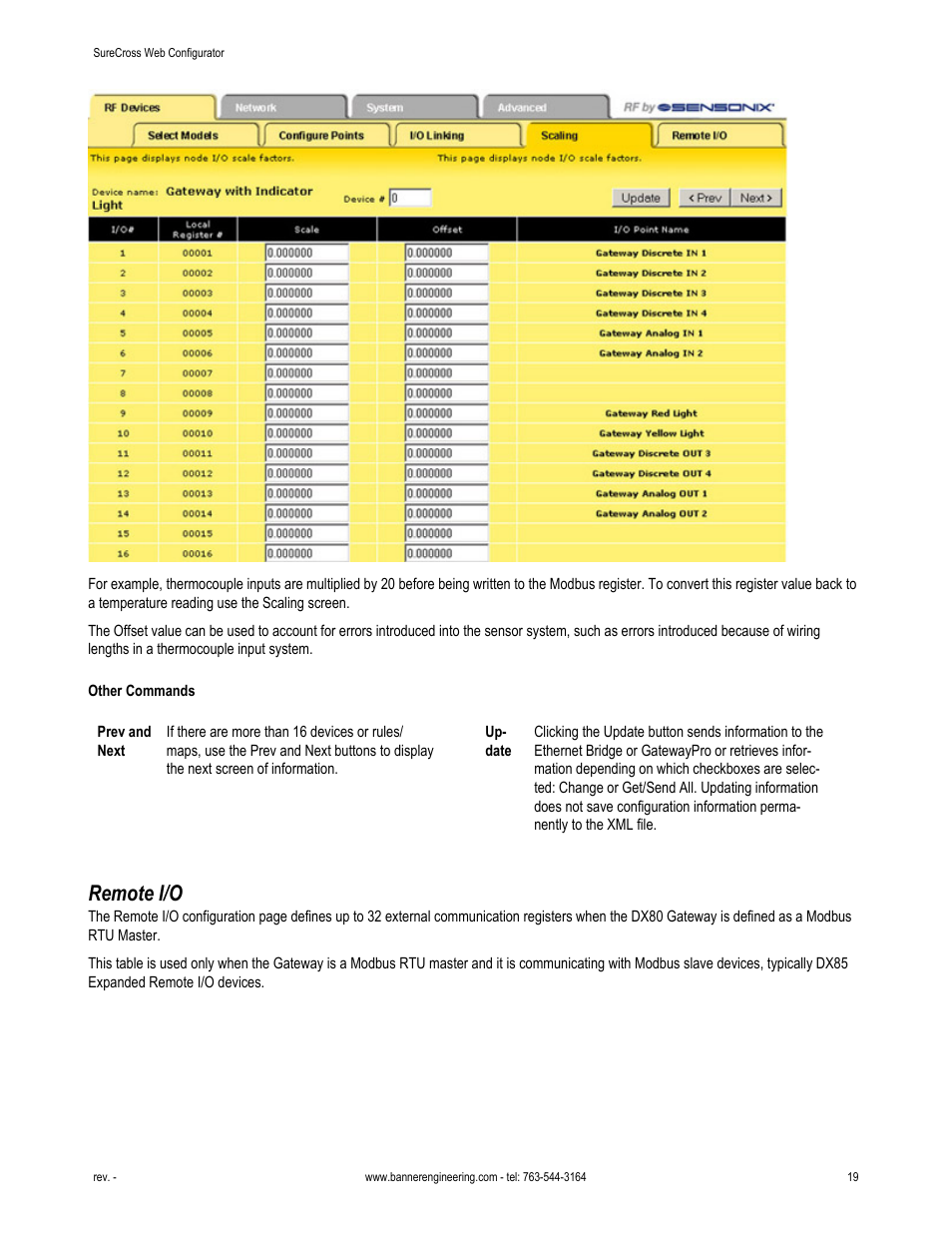 Remote i/o | Banner SureCross DX80 Wireless Networks User Manual | Page 19 / 81