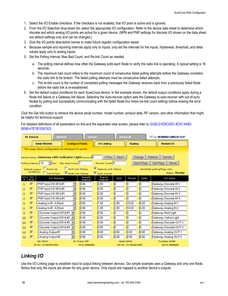 Linking i/o | Banner SureCross DX80 Wireless Networks User Manual | Page 66 / 81