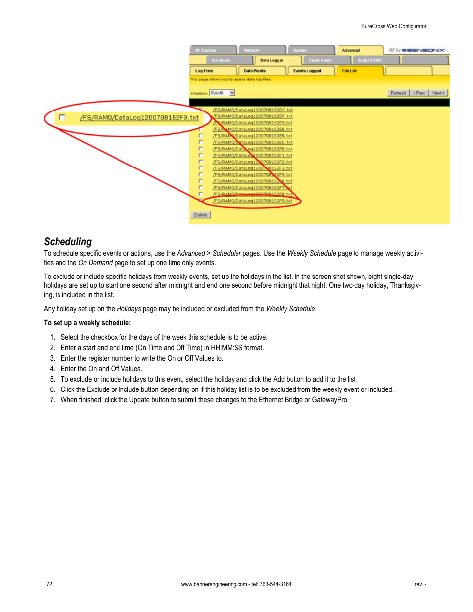 Scheduling | Banner SureCross DX80 Wireless Networks User Manual | Page 72 / 81