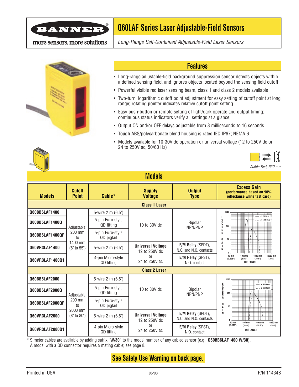 Banner Q60 Background Suppression Series User Manual | 12 pages