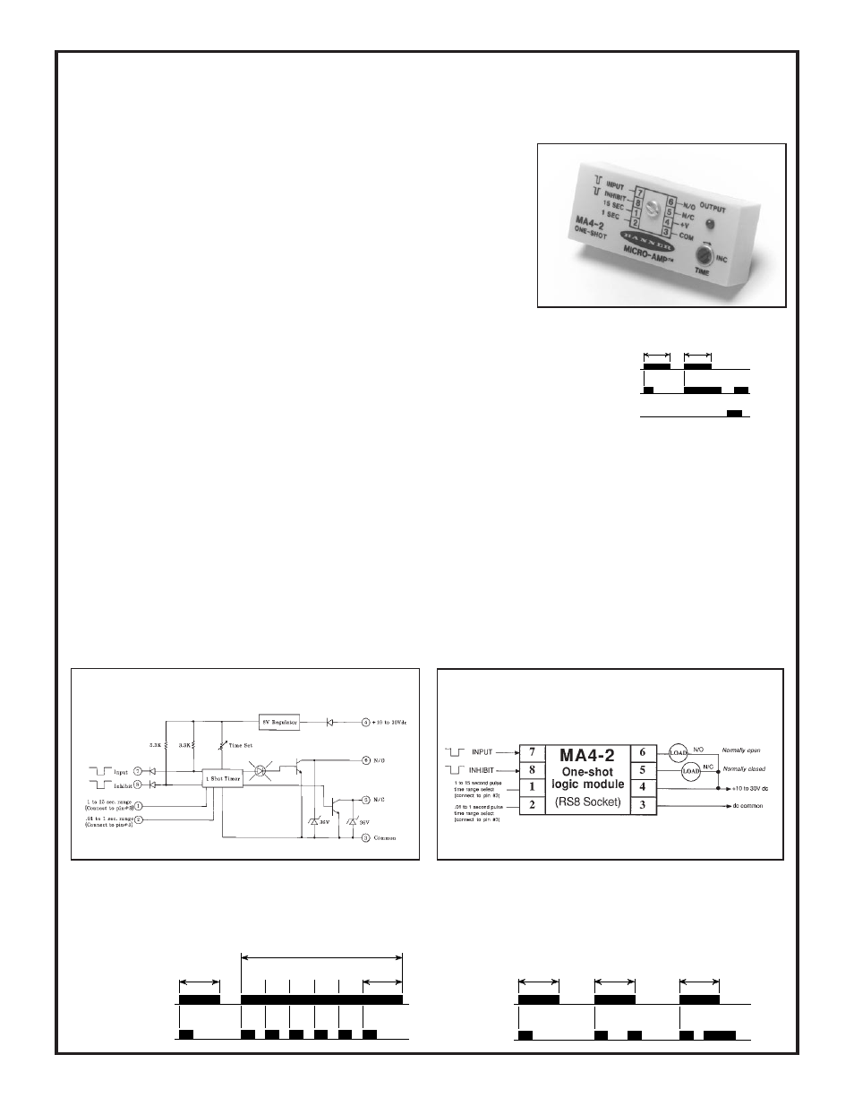 Micro-amp, System, Ma4-2 one-shot logic module | Micro-amp ma4-2 specifications | Banner MICRO-AMP Series User Manual | Page 11 / 20