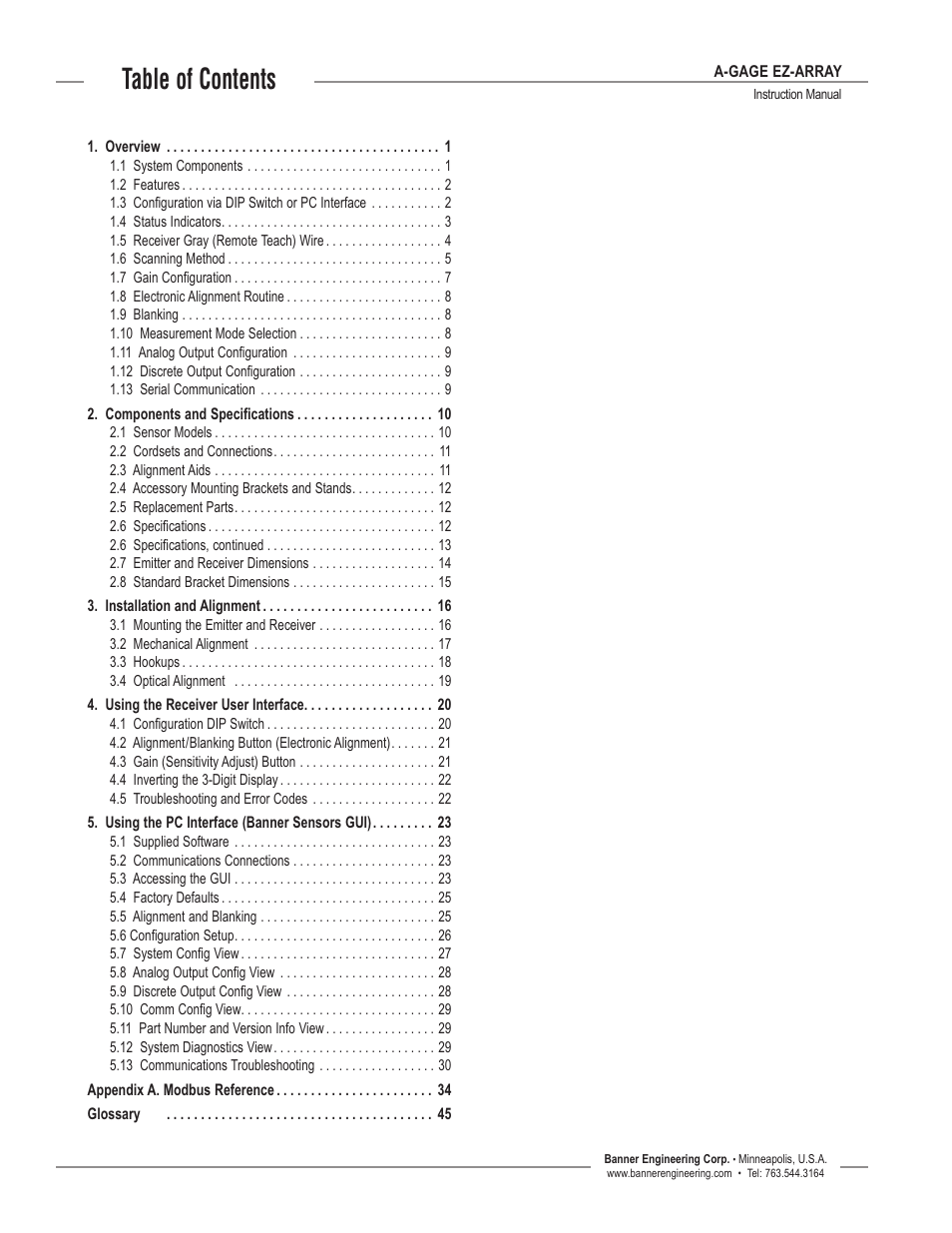 Banner EZ-ARRAY USB Serial Adapter User Manual | Page 2 / 48