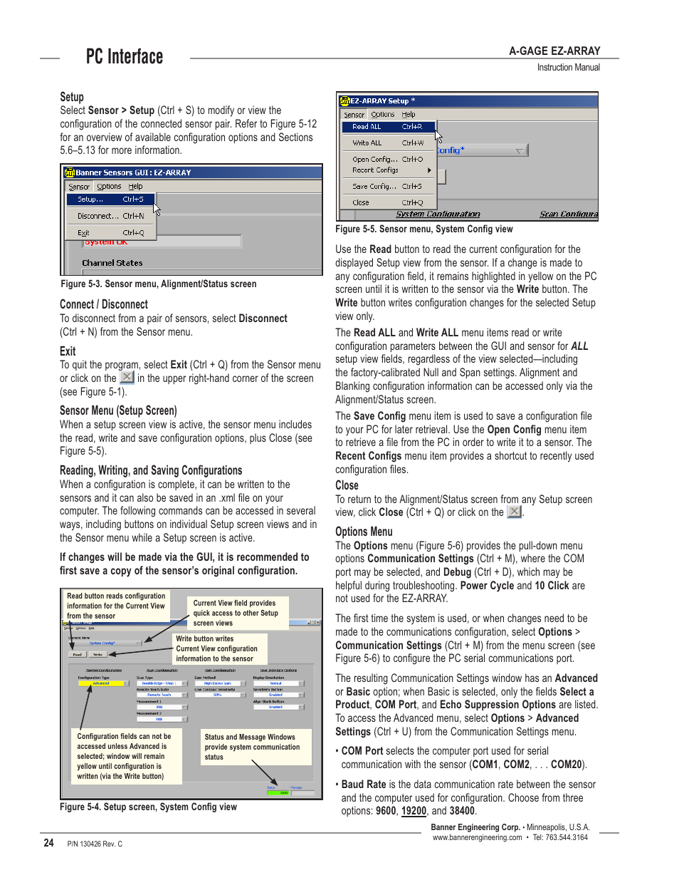 Pc interface | Banner EZ-ARRAY USB Serial Adapter User Manual | Page 26 / 48