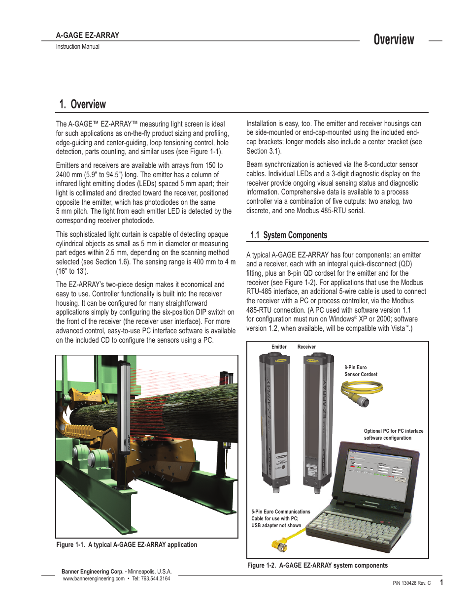 Overview, 1 system components | Banner EZ-ARRAY USB Serial Adapter User Manual | Page 3 / 48