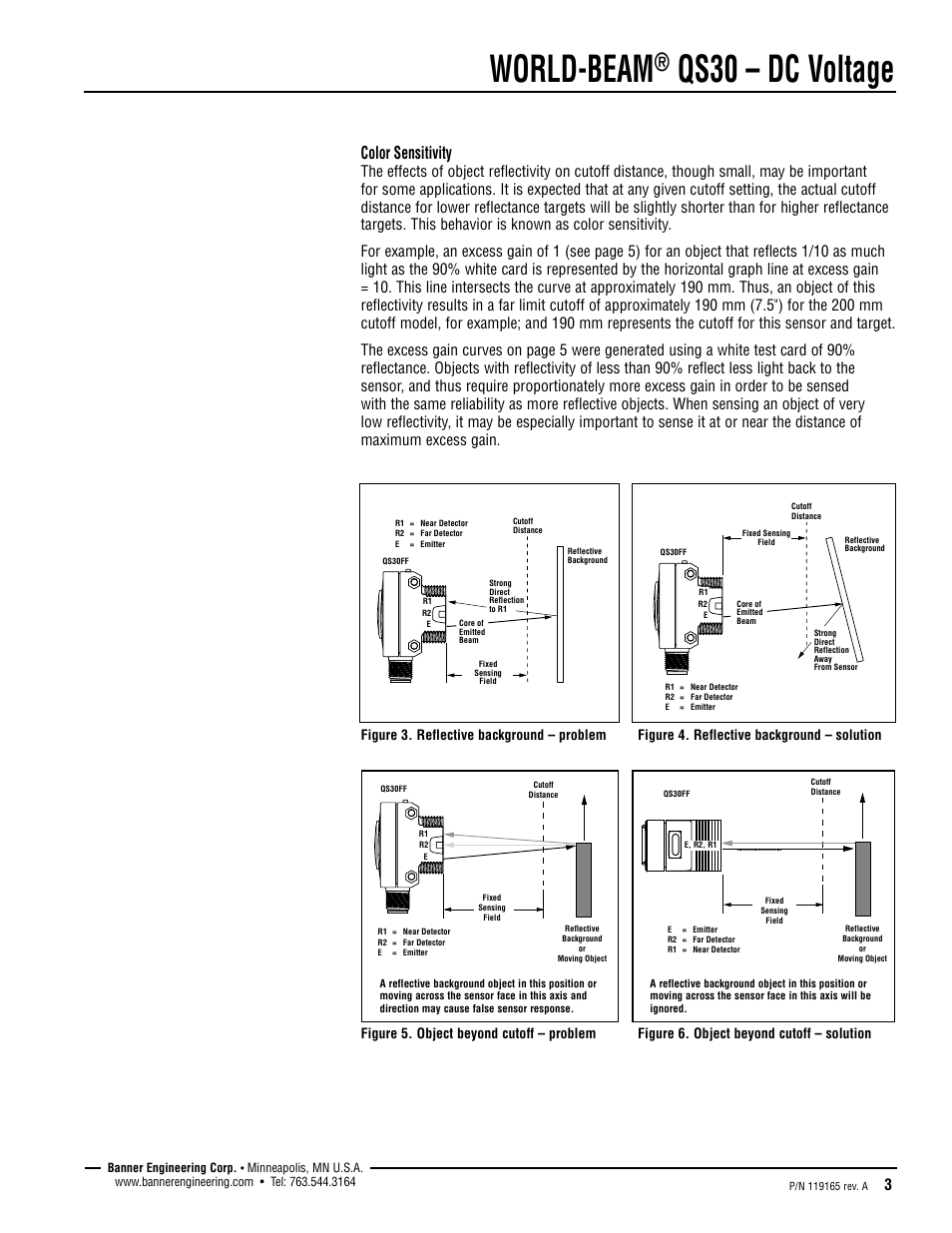 World-beam, Qs30 – dc voltage, Color sensitivity | Banner WORLD-BEAM QS30 Series User Manual | Page 3 / 10